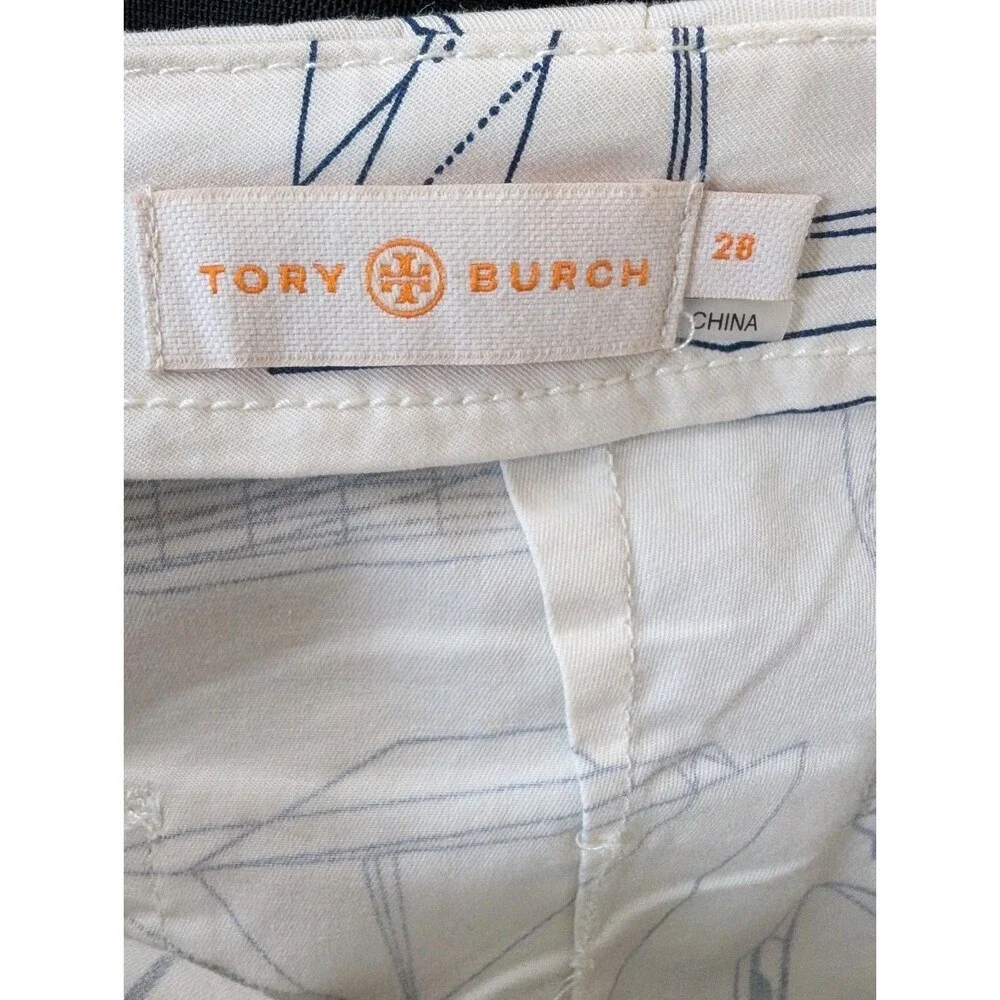 Tory Burch Adrift Nautical Sailboat Shorts Womens  Lace Up Sailor Graphic 28
